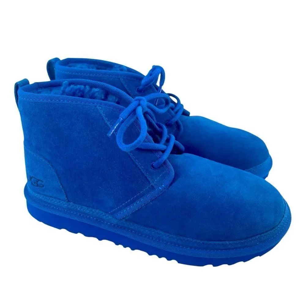 UGG Kids Neumel II Chukka Boots Size 6 Royal Blue Suede Lace-Up 1017320K
